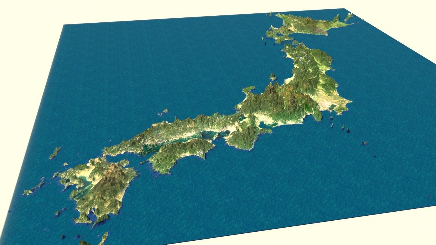 Four Main Islands of Japan Terrain3D Topography MODEL 3d Model  3D model_2