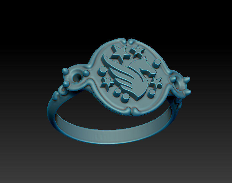 A signet ring with Pegasus - Model for printing - 3D download 3D print model_2