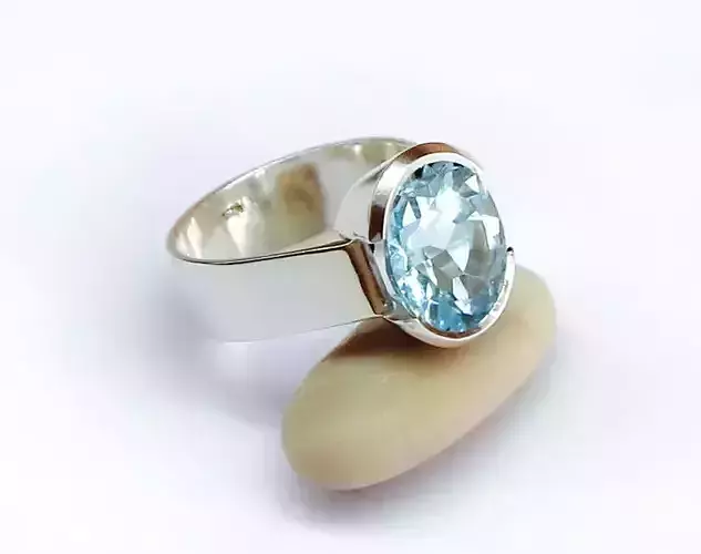 Impressive ring with a big stone - 3D jewelry model to download