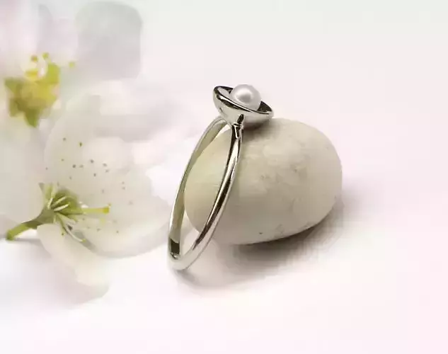 A cute and small ring for a pearl - 3D model to download