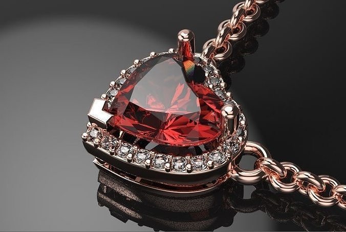 women jewelry heart pendant with gems  3D print model