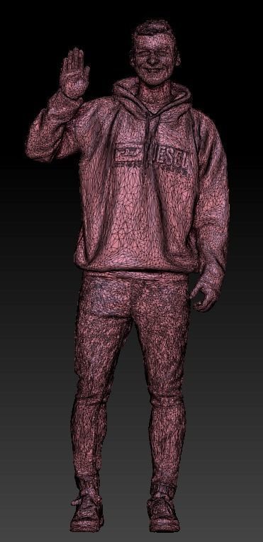 Cheerful young man in hoodie waving 265 Low-poly 3D model_6