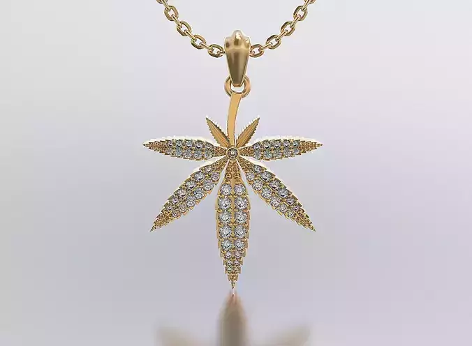 Marijuana Pendant full stones 3D print model