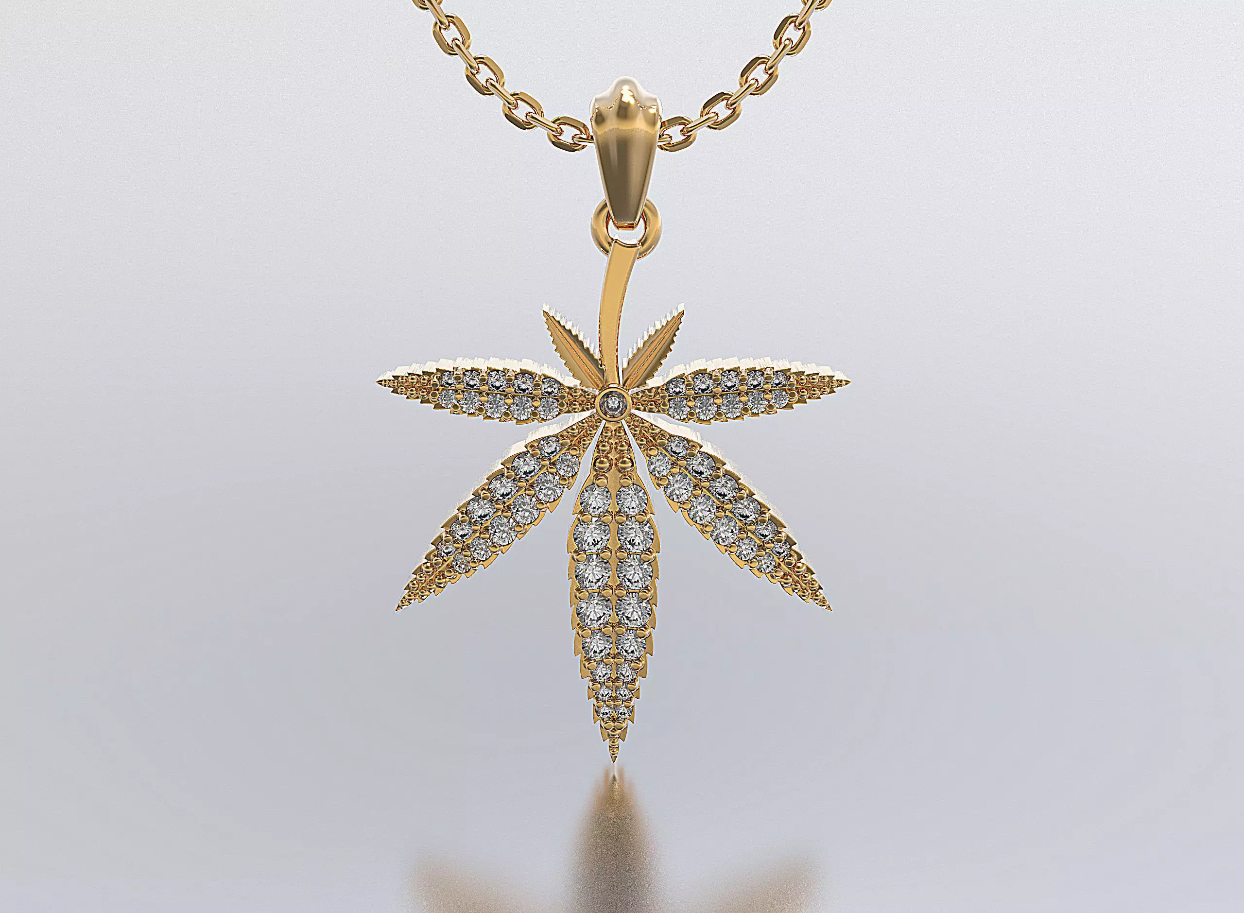 Marijuana Pendant full stones 3D print model