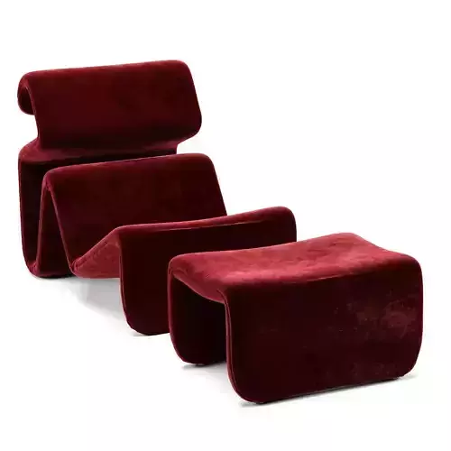 Pair of Jan chairs with ottomans Designed by Jan Ekselius 3D model