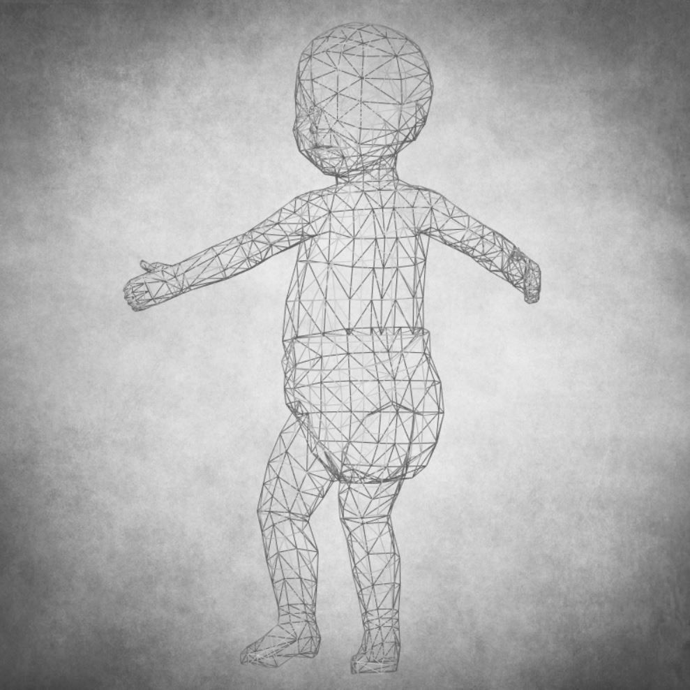 Child - lowpoly baby 3D model_6