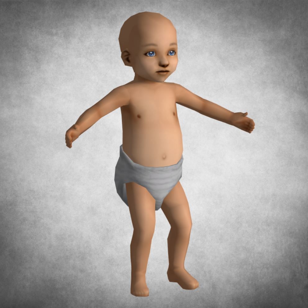 Child - lowpoly baby 3D model_3