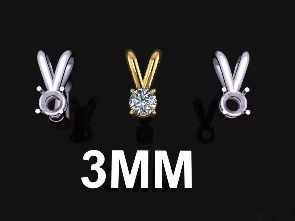 4 Prong Solitaire Split Bell Pendant 3MM 3D print model