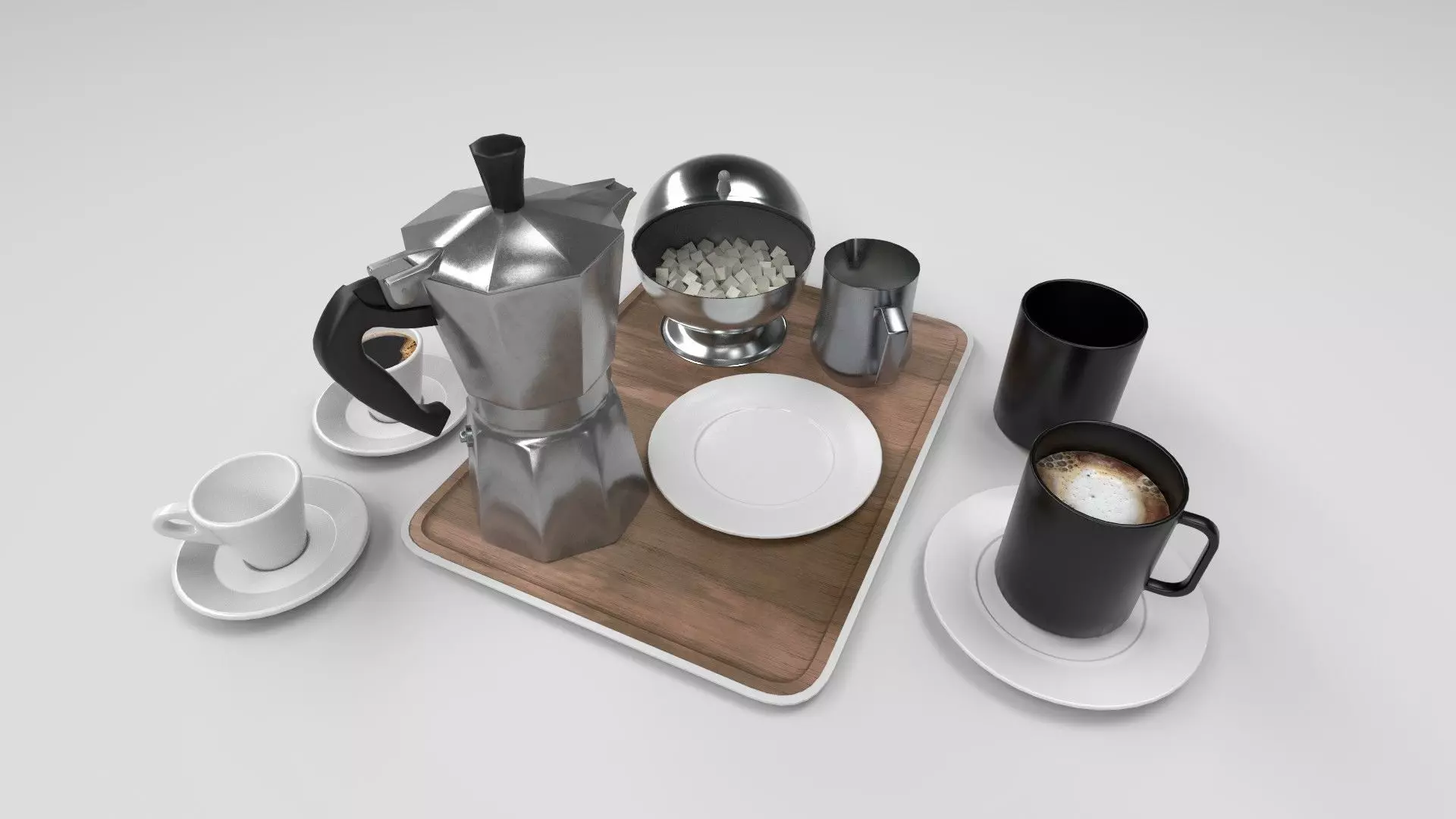 coffee set Low-poly 3D model_0