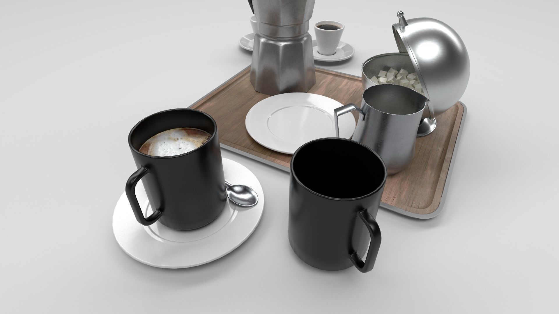 coffee set Low-poly 3D model_2