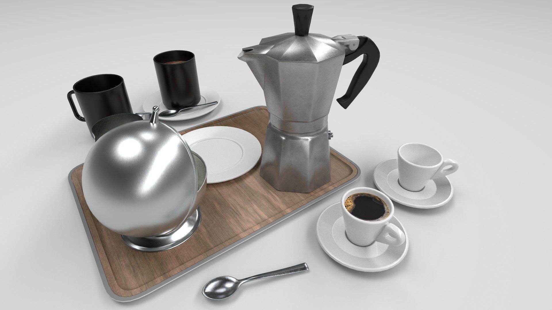 coffee set Low-poly 3D model_3