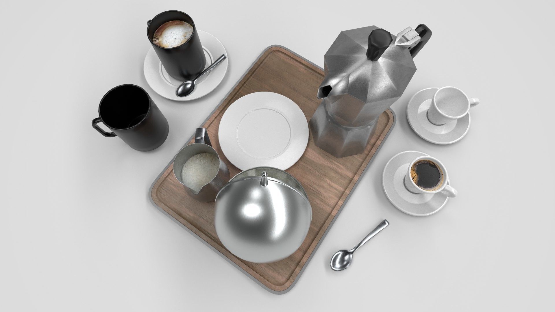 coffee set Low-poly 3D model_4