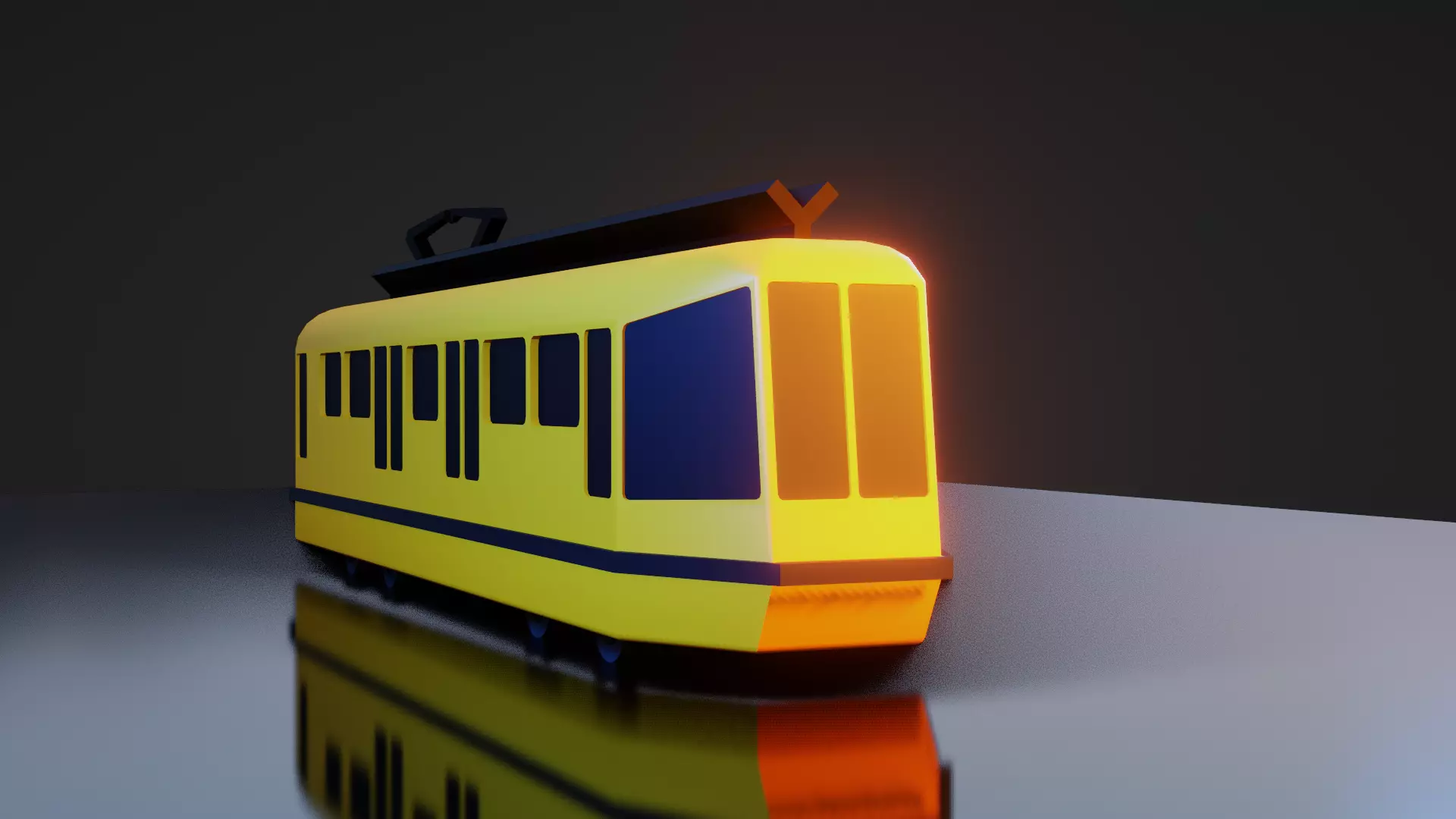 Low Poly Tram for Games and Animations Free low-poly 3D model