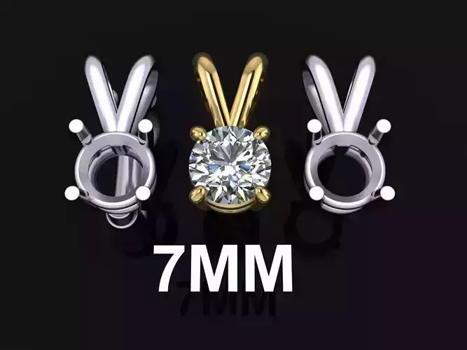 4 Prong Solitaire Split Bell Pendant 7MM