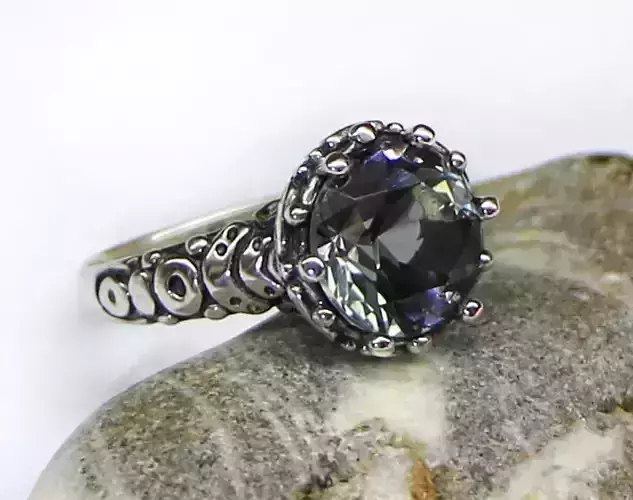 Ring with a big round stone - 3D ring model for jewelry making