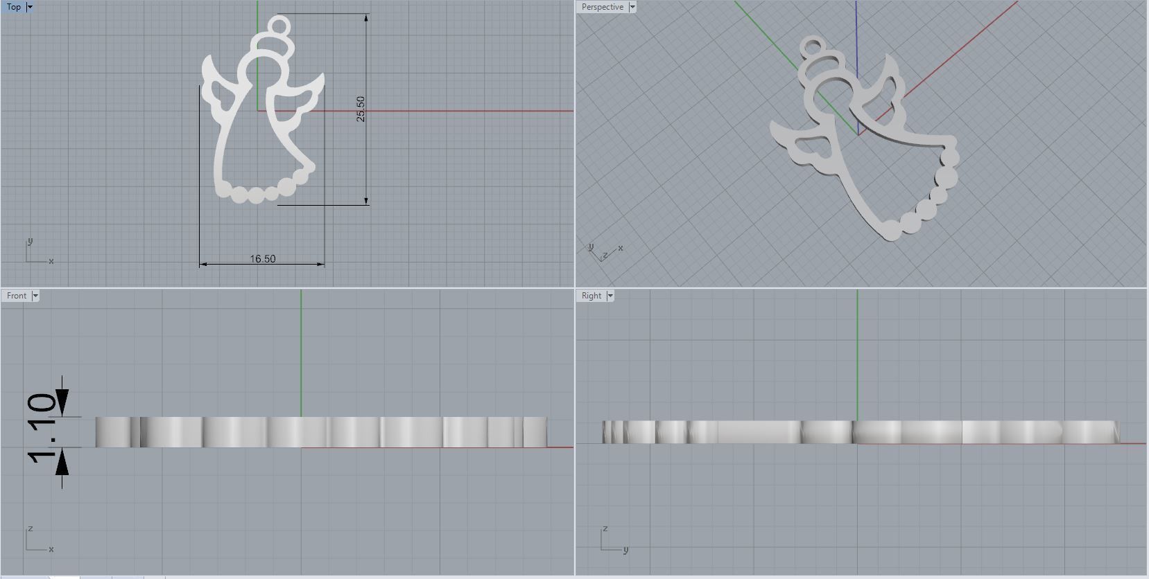angel pendant 3D print model_2