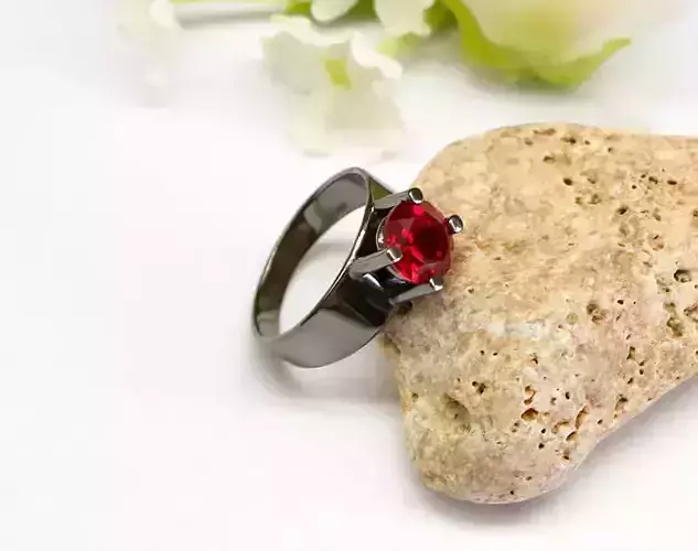 Impressive ring with a round stone - 3D model to buy