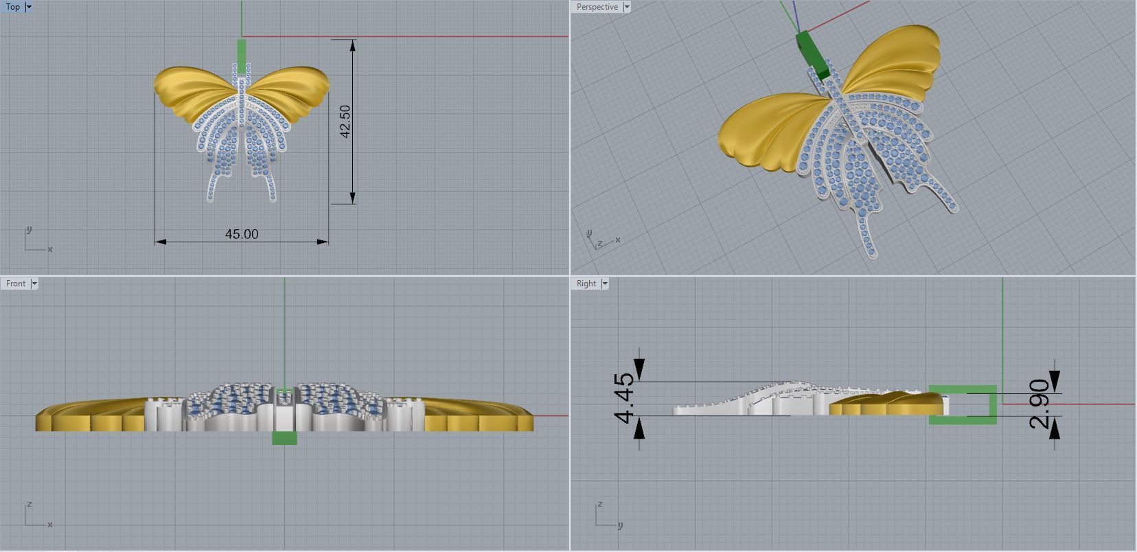 Butterfly pendant 3D print model_2