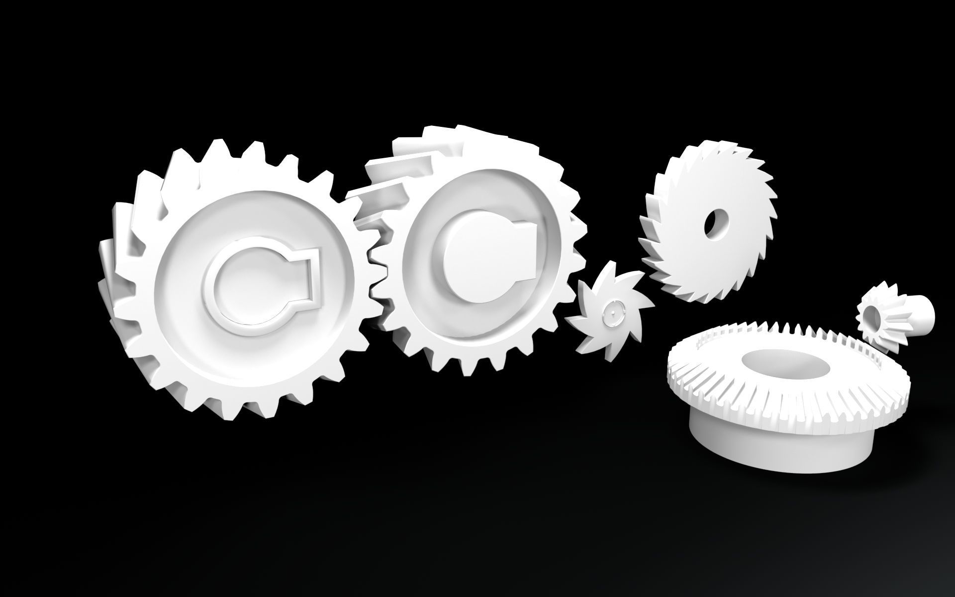 30 gears Low-poly 3D model_11
