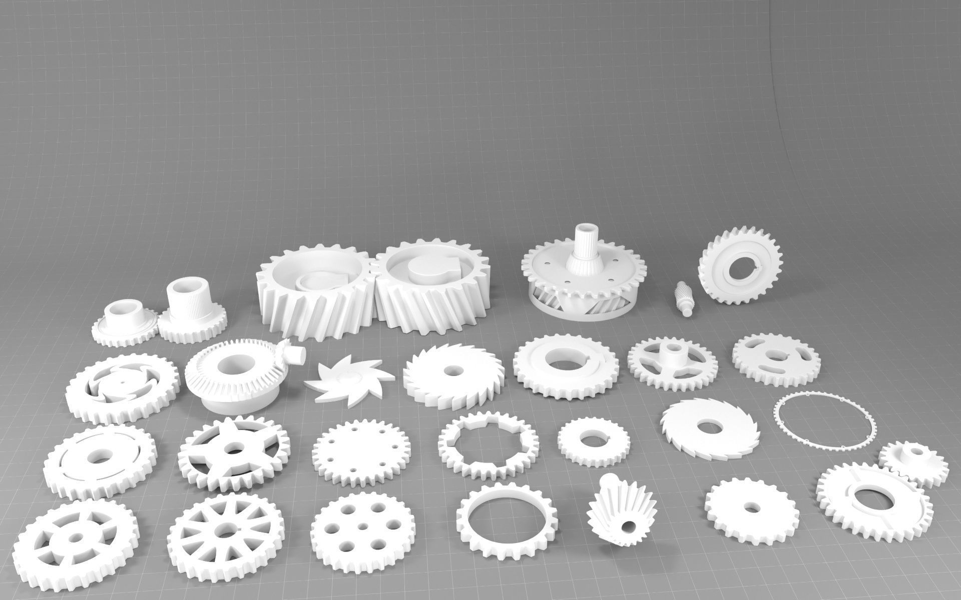 30 gears Low-poly 3D model_7