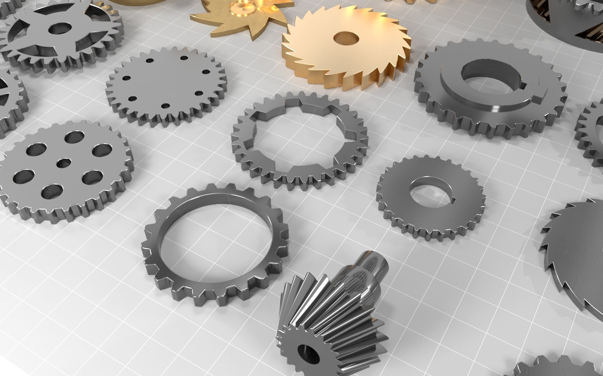 30 gears Low-poly 3D model_2