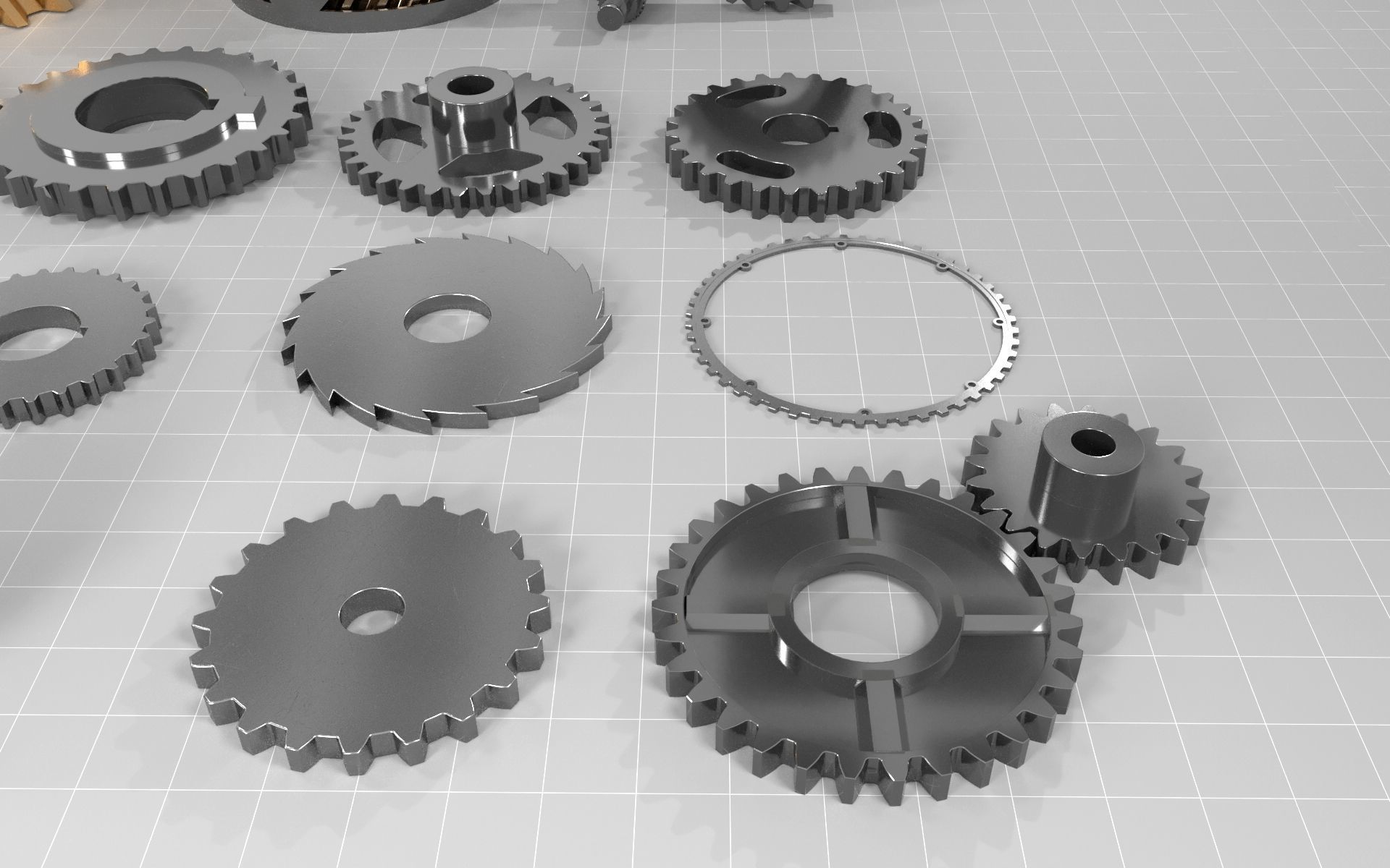 30 gears Low-poly 3D model_3