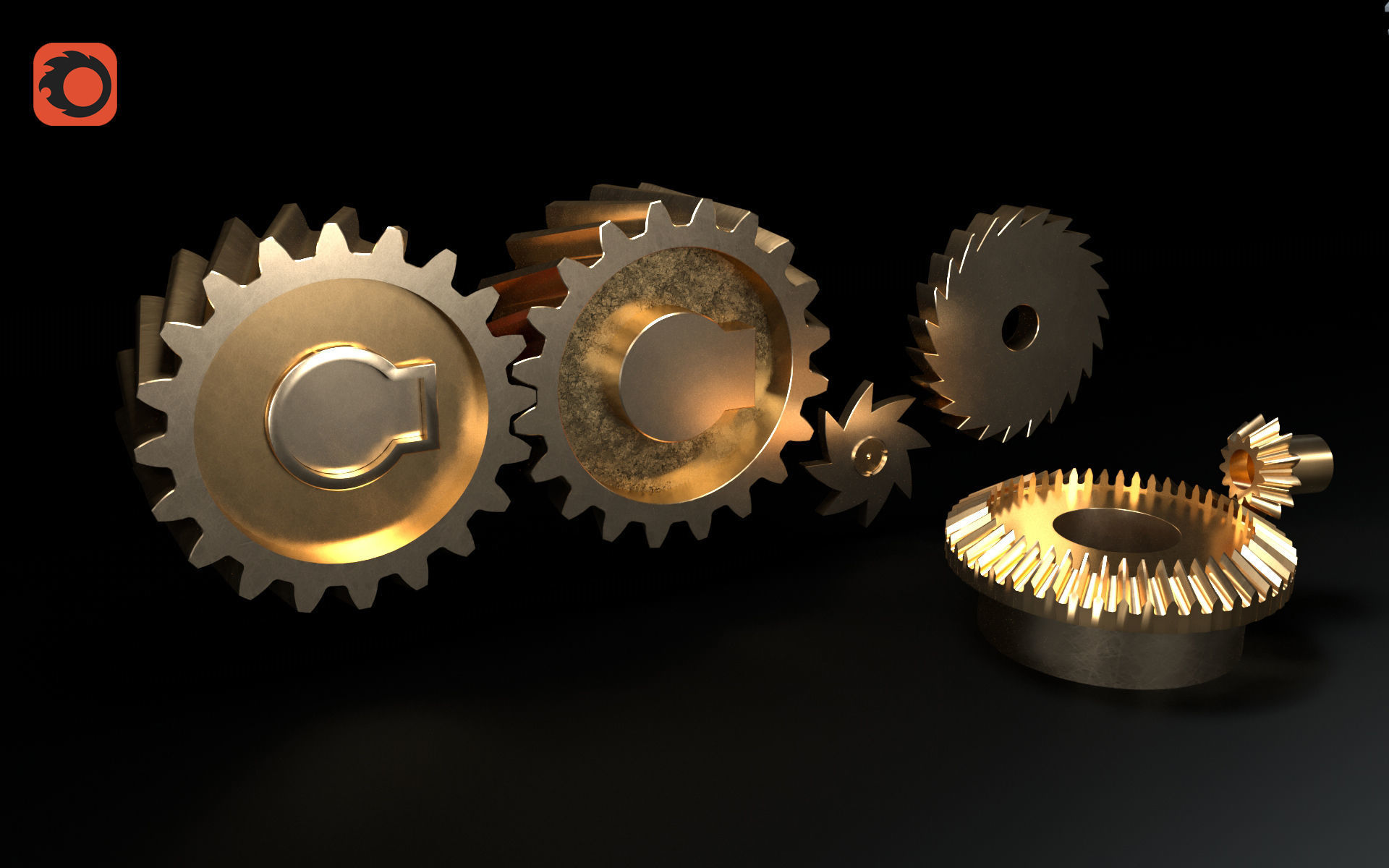 30 gears Low-poly 3D model_10