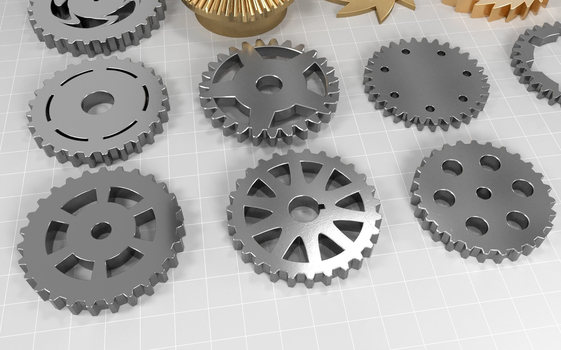 30 gears Low-poly 3D model_1