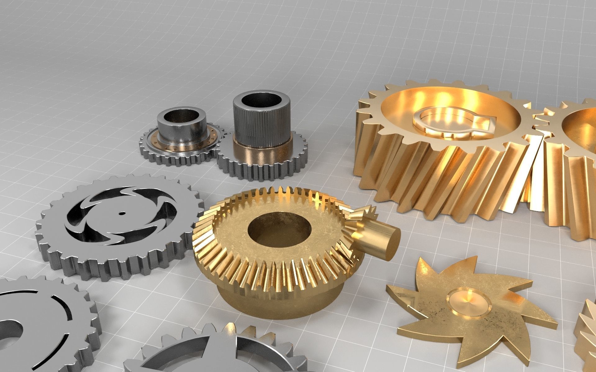 30 gears Low-poly 3D model_5