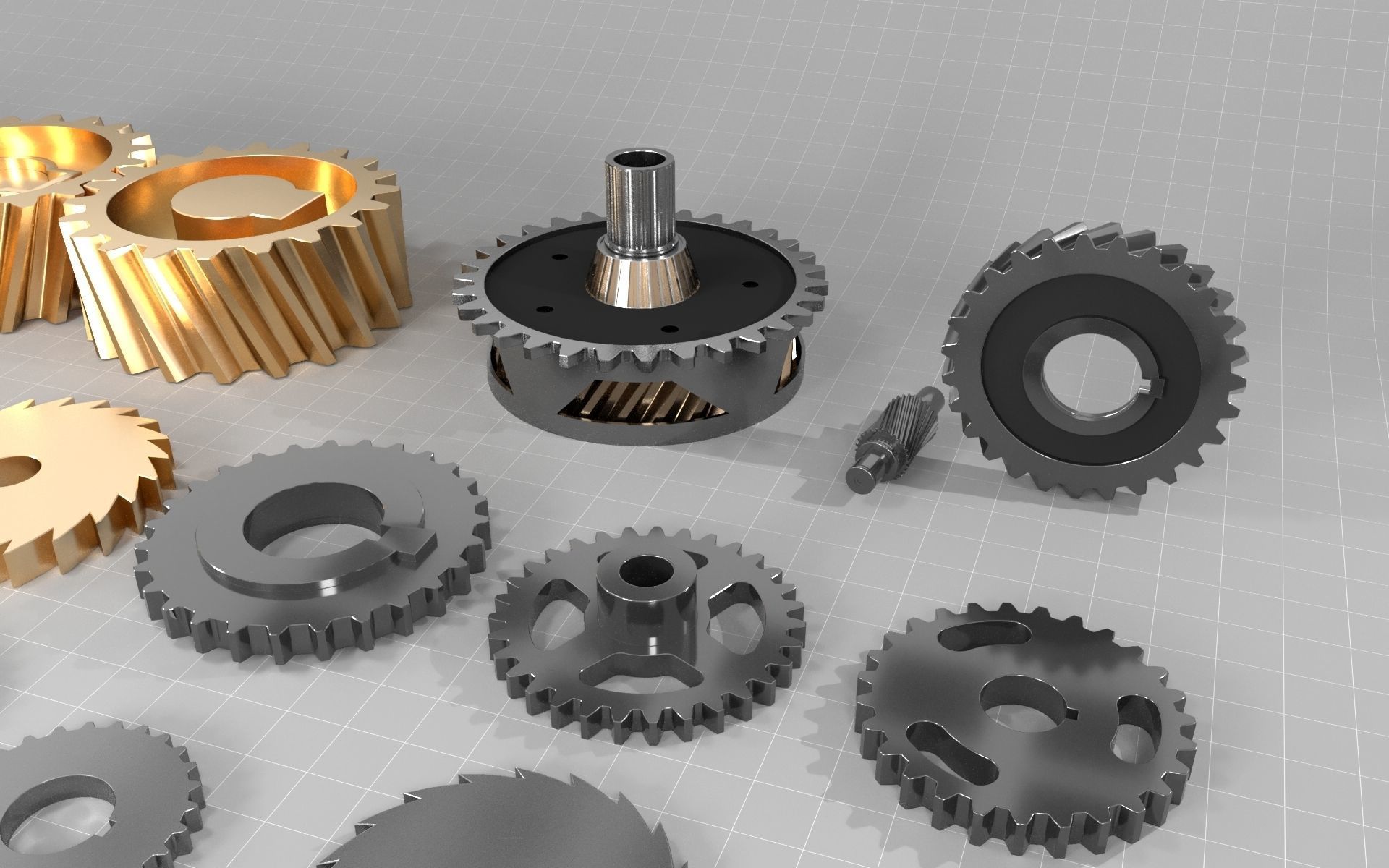 30 gears Low-poly 3D model_6