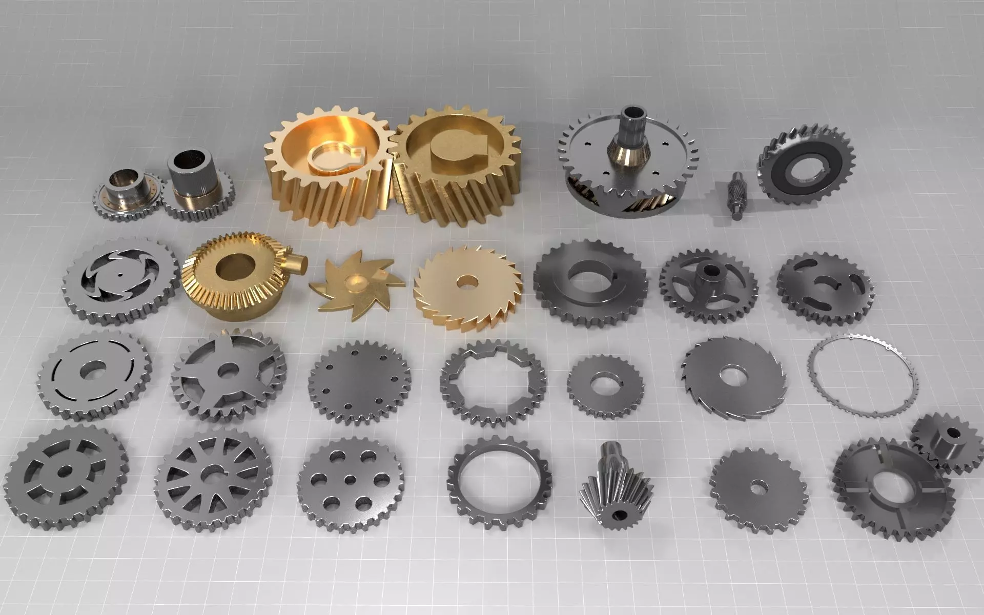 30 gears Low-poly 3D model_0