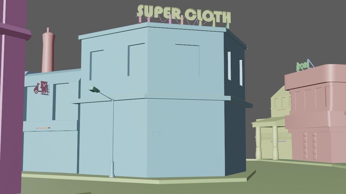 Lonely city Low-poly 3D model_7