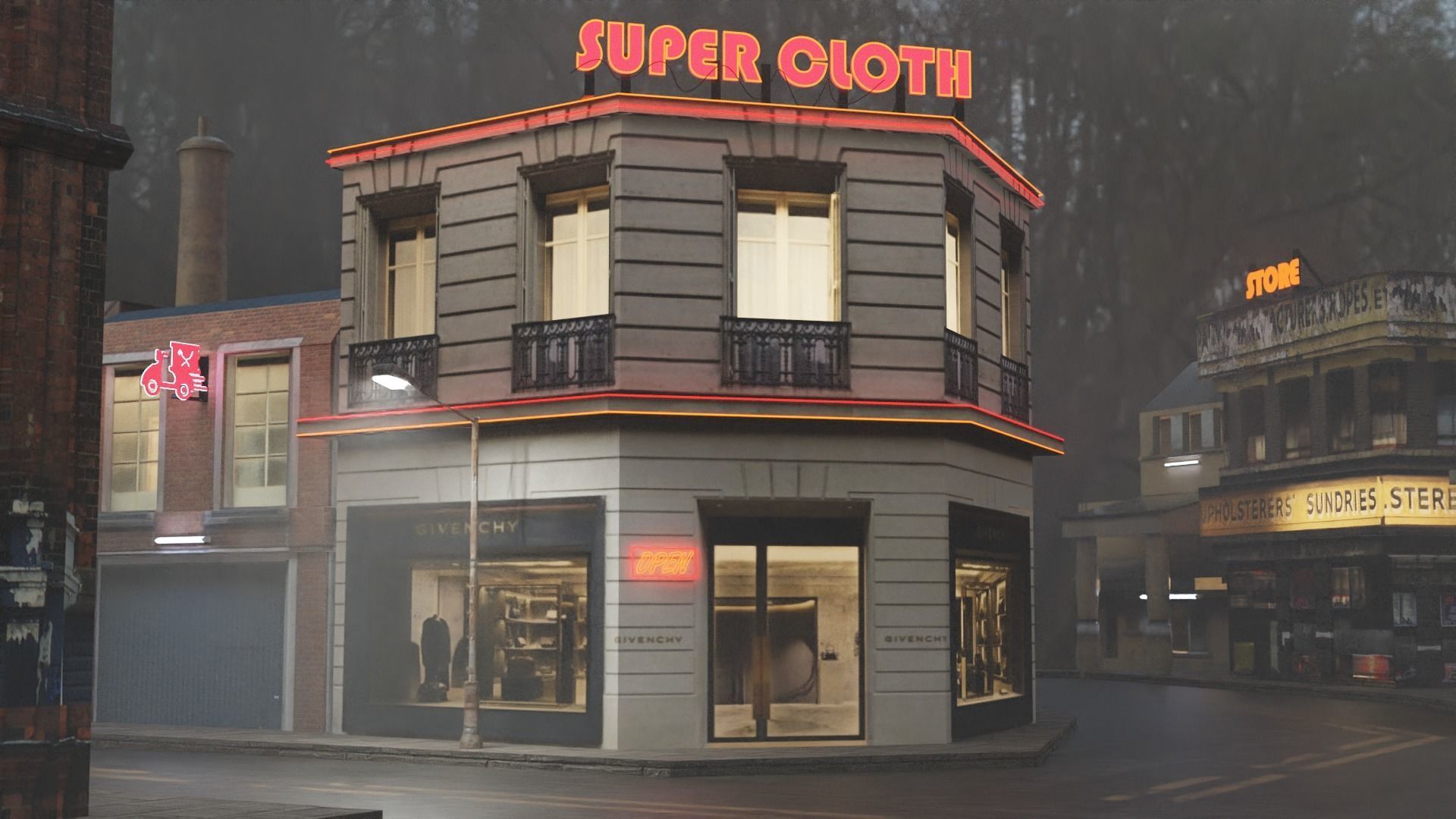 Lonely city Low-poly 3D model_1