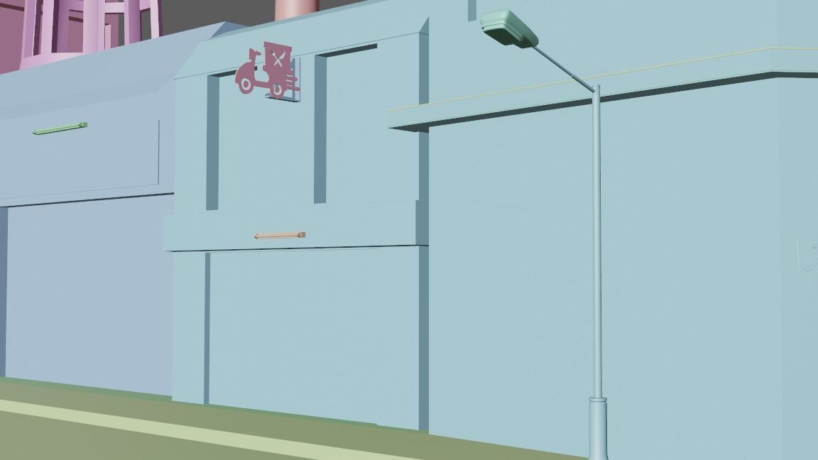 Lonely city Low-poly 3D model_8