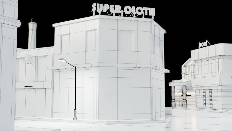 Lonely city Low-poly 3D model_4