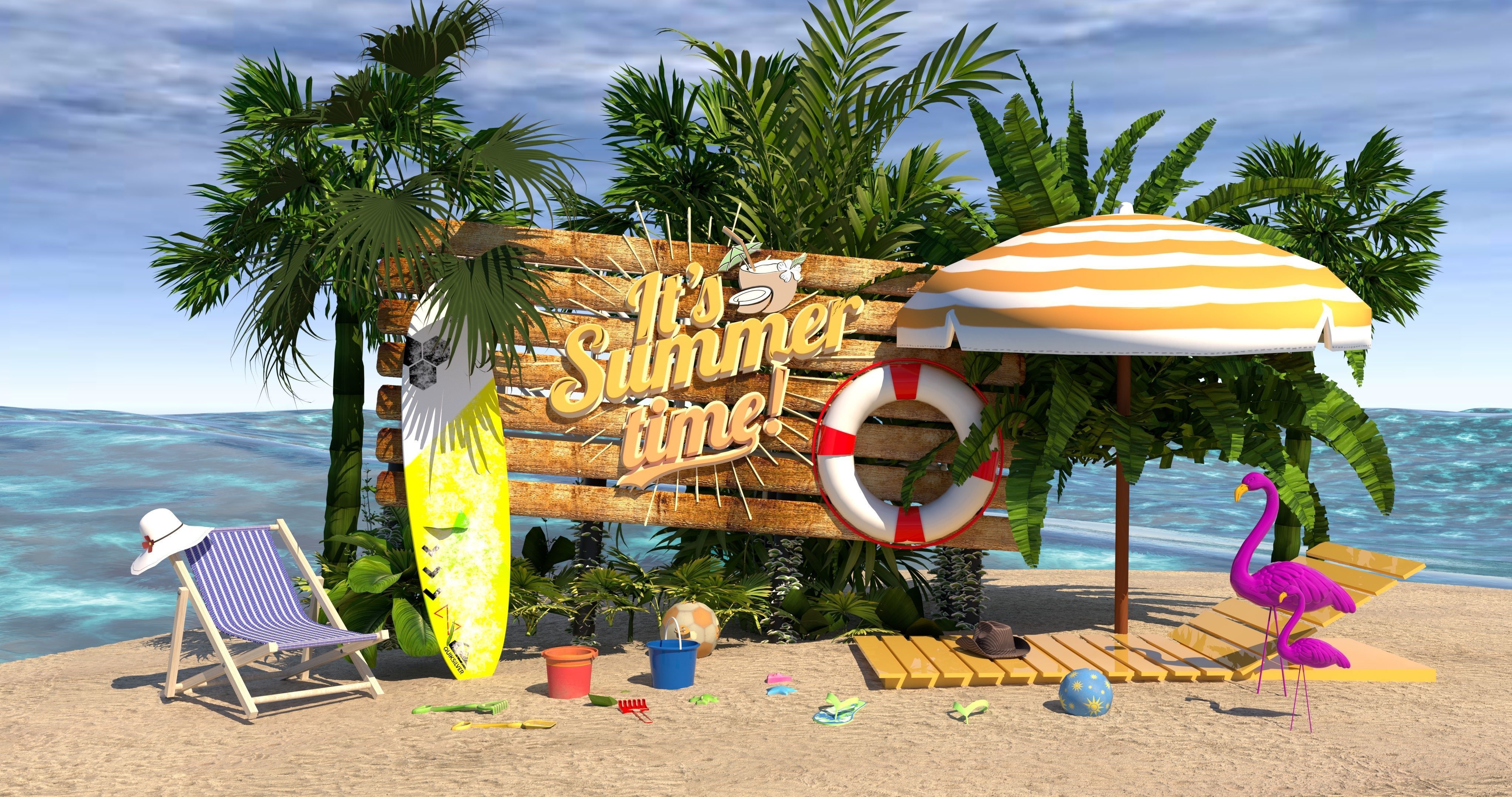  Beach toys sand Low-poly 3D model_2