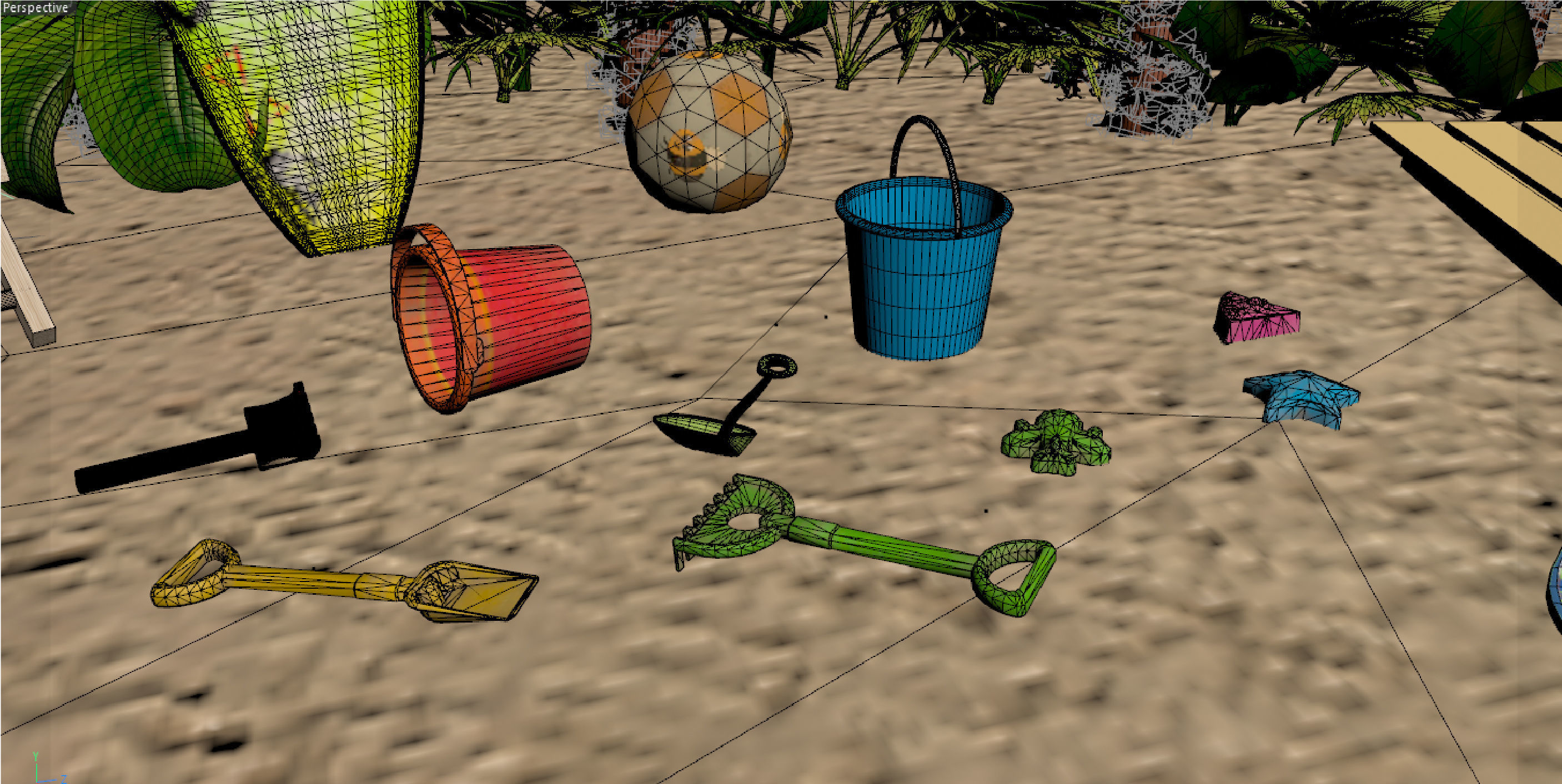  Beach toys sand Low-poly 3D model_8