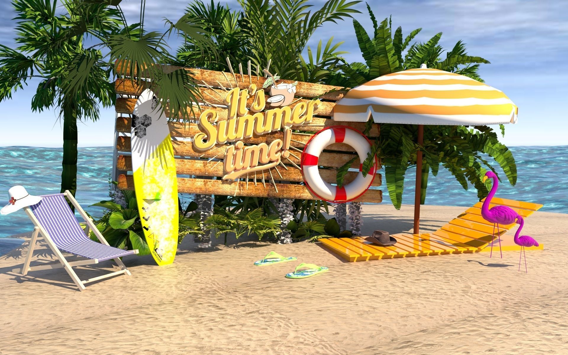  Beach toys sand Low-poly 3D model_3