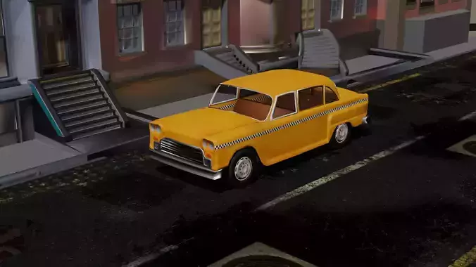 lowpoly Taxi Car -  Game ready - Checker Marathon -NYC