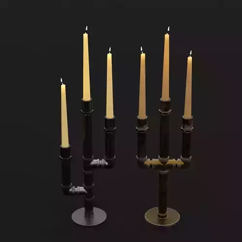 Candlestick set 8 three candle holders 3D model