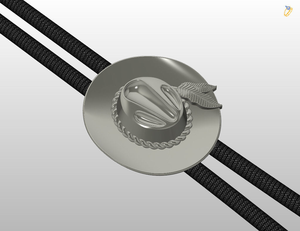 Pendant tie cowboy hat  3D print model_14