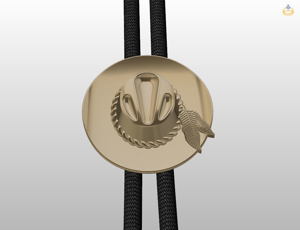 Pendant tie cowboy hat  3D print model_11