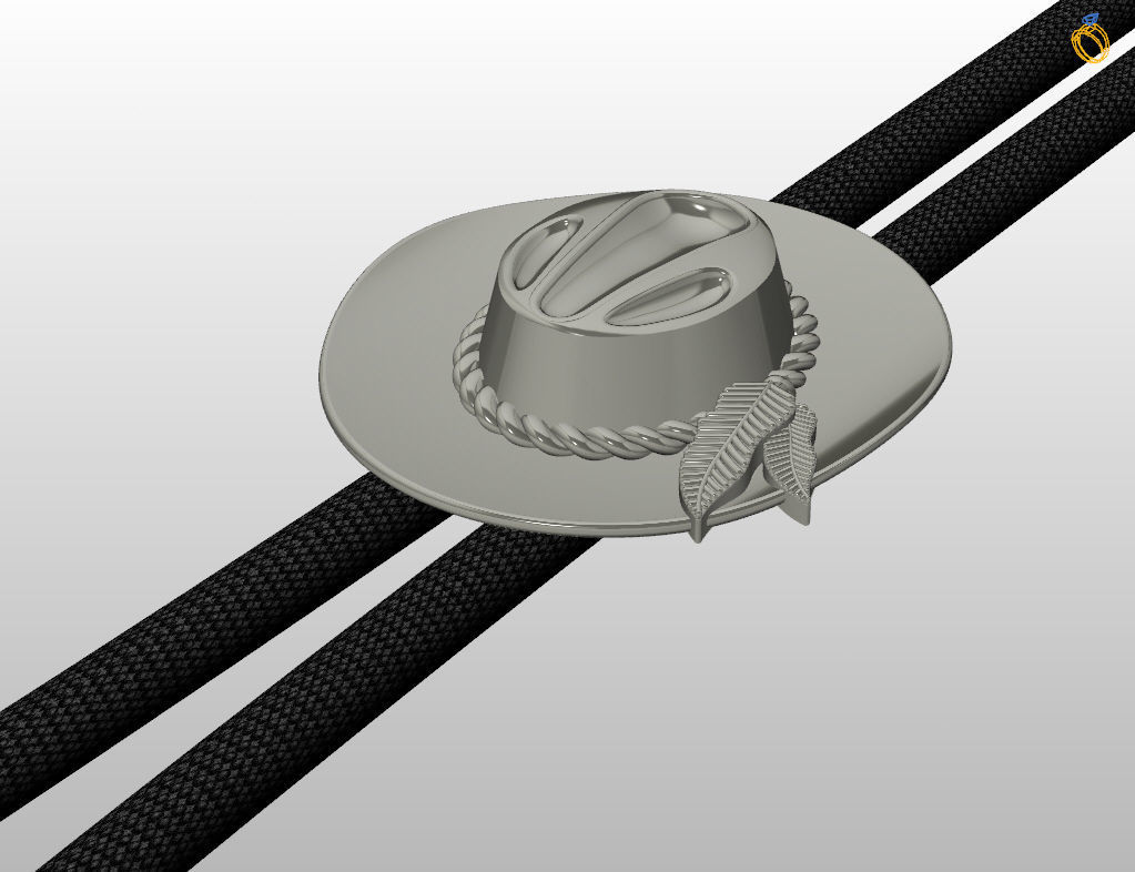 Pendant tie cowboy hat  3D print model_15