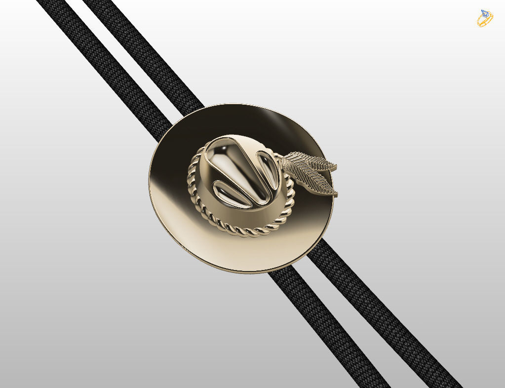 Pendant tie cowboy hat  3D print model_6