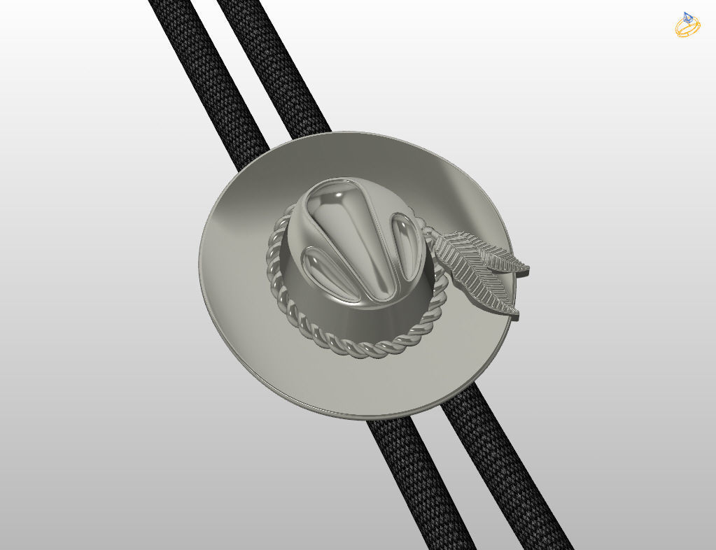 Pendant tie cowboy hat  3D print model_13