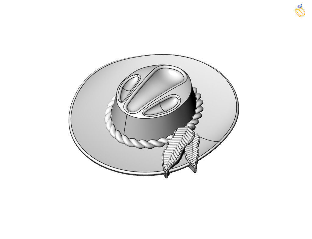 Pendant tie cowboy hat  3D print model_20