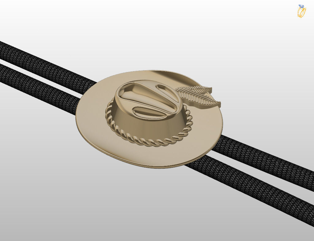 Pendant tie cowboy hat  3D print model_10