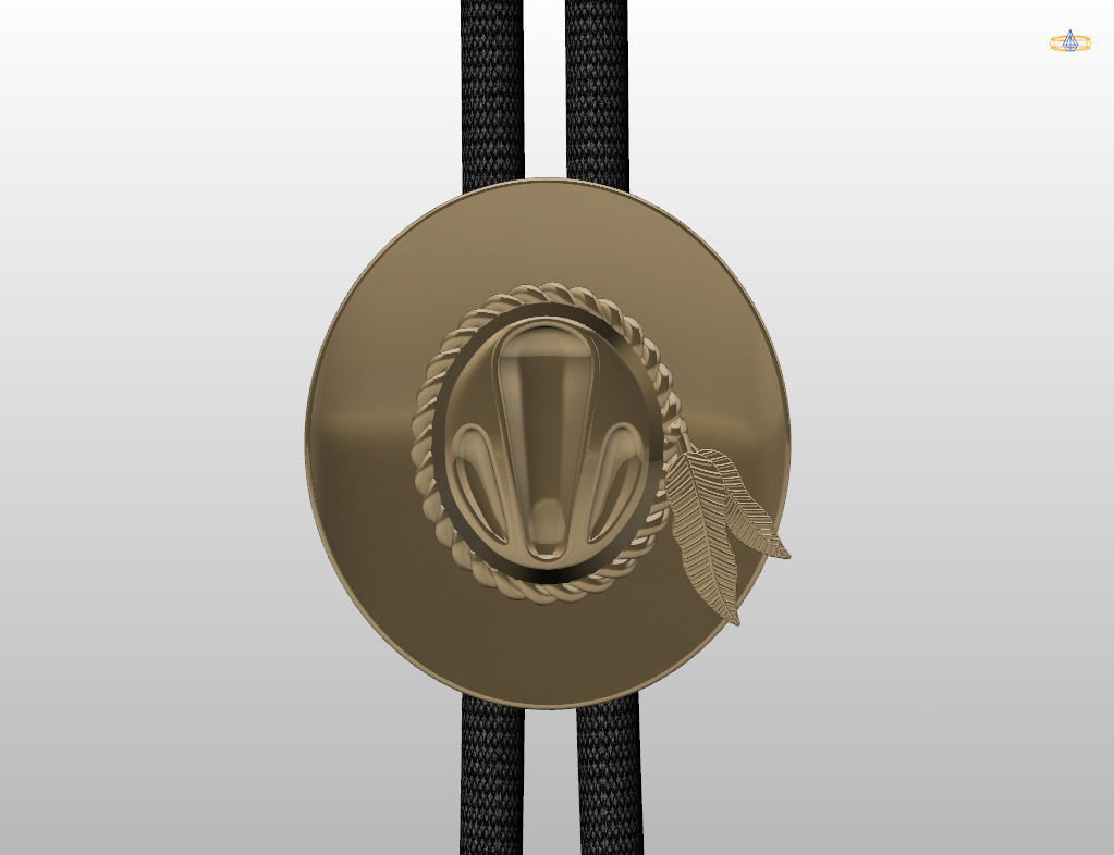 Pendant tie cowboy hat  3D print model_12