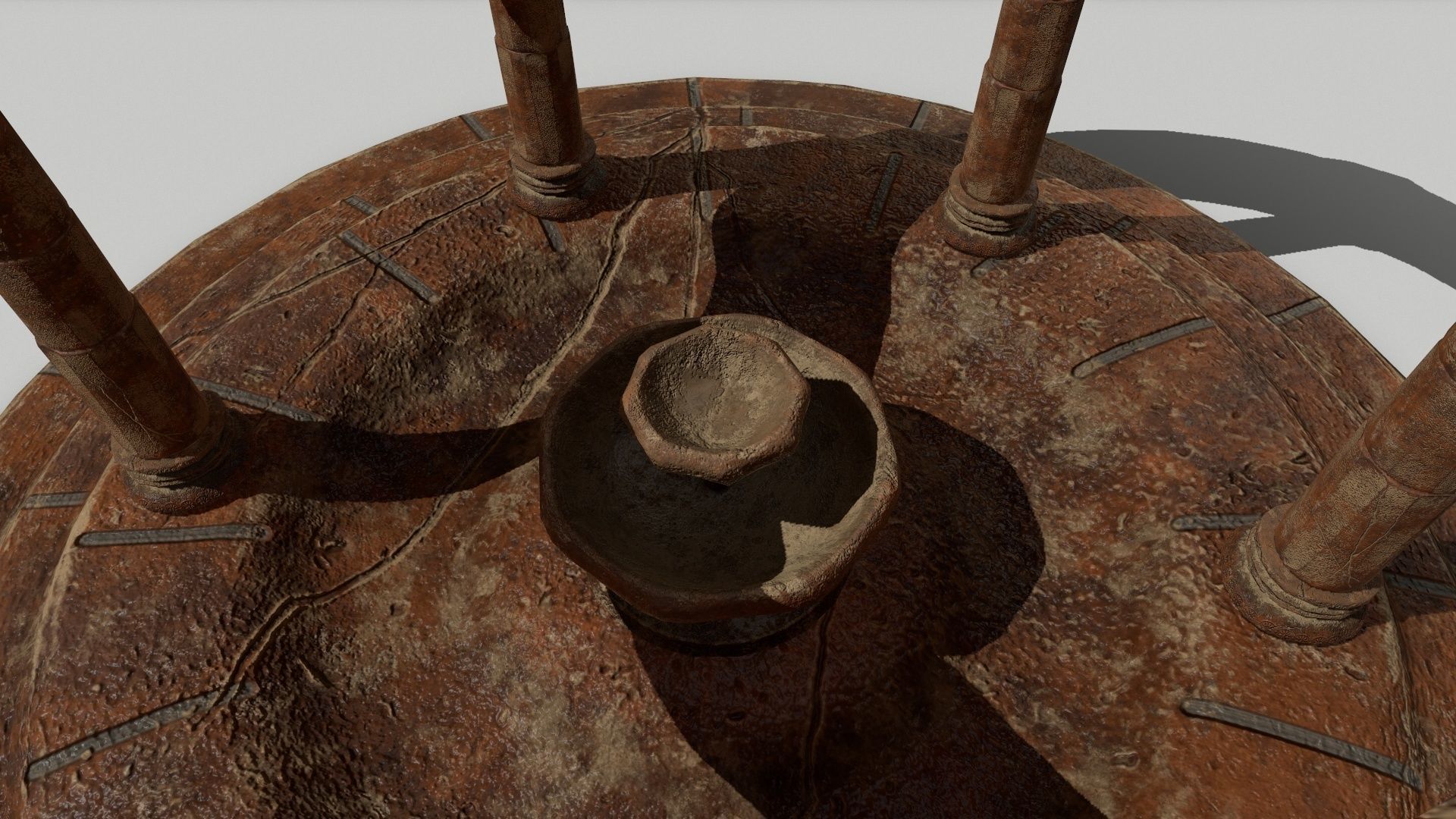 Altar Set wooden wheel Low-poly 3D model_2