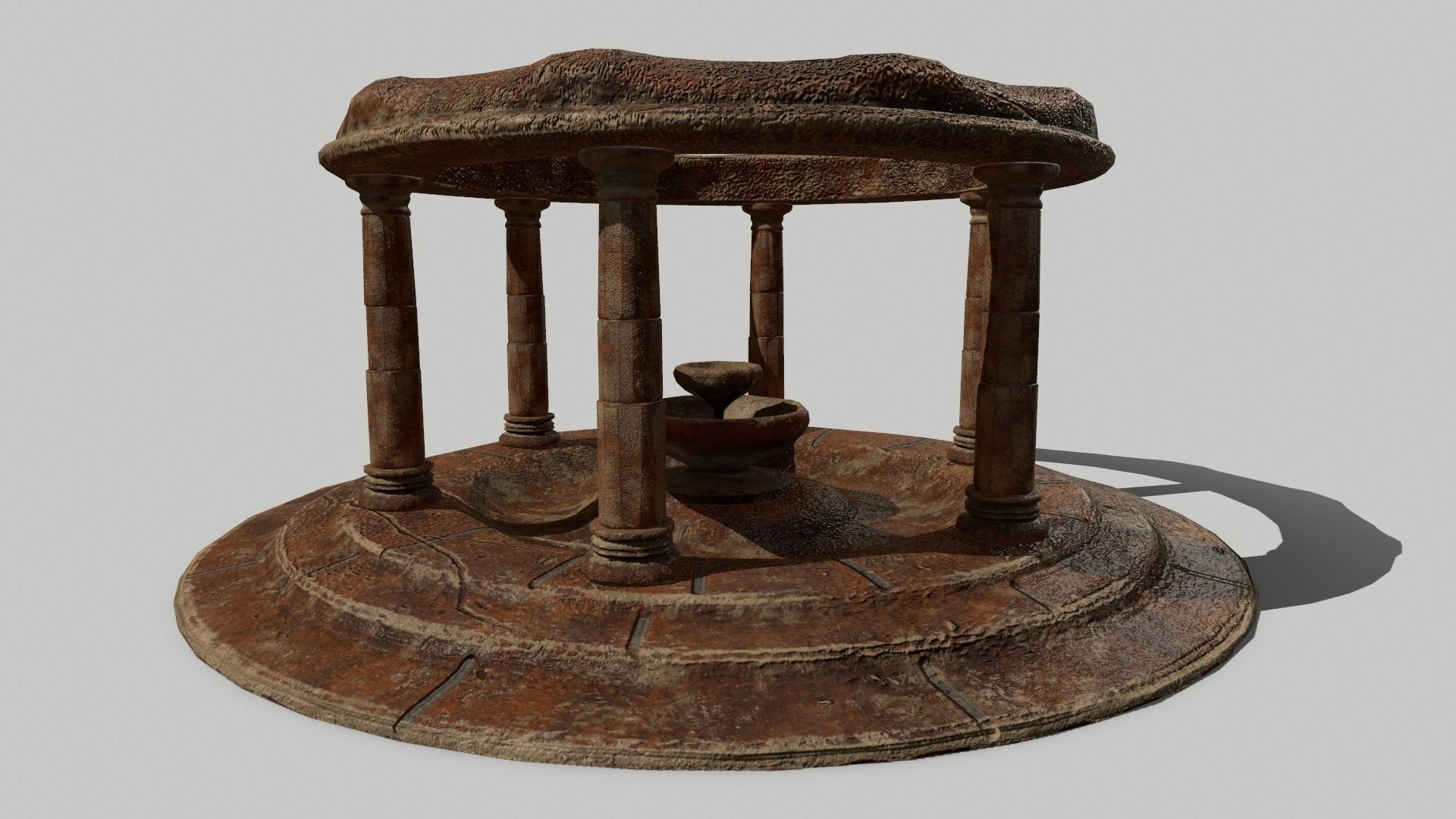 Altar Set wooden wheel Low-poly 3D model_5